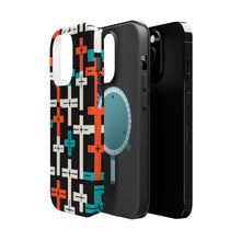 DistinctInk Tough Case for Apple iPhone, Compatible with MagSafe Charging - "Brightly Colored Christian Cross Pattern"