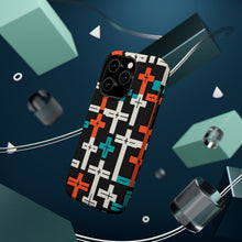 DistinctInk Tough Case for Apple iPhone, Compatible with MagSafe Charging - "Brightly Colored Christian Cross Pattern"
