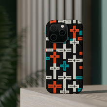 DistinctInk Tough Case for Apple iPhone, Compatible with MagSafe Charging - "Brightly Colored Christian Cross Pattern"