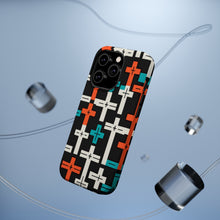 DistinctInk Tough Case for Apple iPhone, Compatible with MagSafe Charging - "Brightly Colored Christian Cross Pattern"