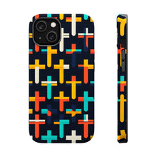 DistinctInk Tough Case for Apple iPhone, Compatible with MagSafe Charging - "Vibrant Minimalism: Boldly Colored Christian Crosses"