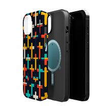 DistinctInk Tough Case for Apple iPhone, Compatible with MagSafe Charging - "Vibrant Minimalism: Boldly Colored Christian Crosses"