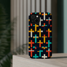 DistinctInk Tough Case for Apple iPhone, Compatible with MagSafe Charging - "Vibrant Minimalism: Boldly Colored Christian Crosses"