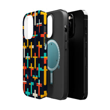 DistinctInk Tough Case for Apple iPhone, Compatible with MagSafe Charging - "Vibrant Minimalism: Boldly Colored Christian Crosses"