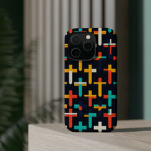 DistinctInk Tough Case for Apple iPhone, Compatible with MagSafe Charging - "Vibrant Minimalism: Boldly Colored Christian Crosses"