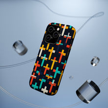 DistinctInk Tough Case for Apple iPhone, Compatible with MagSafe Charging - "Vibrant Minimalism: Boldly Colored Christian Crosses"