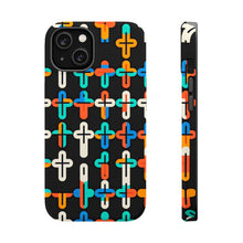DistinctInk Tough Case for Apple iPhone, Compatible with MagSafe Charging - Vibrant Christian Crosses on Bold Background