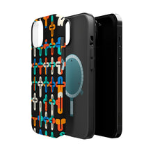 DistinctInk Tough Case for Apple iPhone, Compatible with MagSafe Charging - Vibrant Christian Crosses on Bold Background