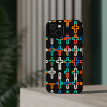 DistinctInk Tough Case for Apple iPhone, Compatible with MagSafe Charging - Vibrant Christian Crosses on Bold Background