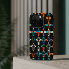 DistinctInk Tough Case for Apple iPhone, Compatible with MagSafe Charging - Vibrant Christian Crosses on Bold Background