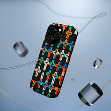 DistinctInk Tough Case for Apple iPhone, Compatible with MagSafe Charging - Vibrant Christian Crosses on Bold Background