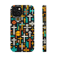 DistinctInk Tough Case for Apple iPhone, Compatible with MagSafe Charging - "Contrasting Harmony: Bold and Minimalistic Christian Crosses"