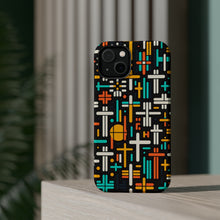 DistinctInk Tough Case for Apple iPhone, Compatible with MagSafe Charging - "Contrasting Harmony: Bold and Minimalistic Christian Crosses"