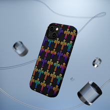 DistinctInk Tough Case for Apple iPhone, Compatible with MagSafe Charging - "Vibrant Neon Christian Cross Pattern"