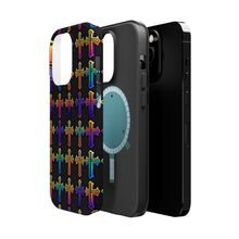 DistinctInk Tough Case for Apple iPhone, Compatible with MagSafe Charging - "Vibrant Neon Christian Cross Pattern"
