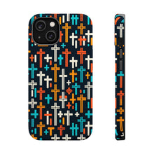DistinctInk Tough Case for Apple iPhone, Compatible with MagSafe Charging - "Vibrant Minimalism: Bold and Thin Crosses"