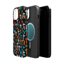 DistinctInk Tough Case for Apple iPhone, Compatible with MagSafe Charging - "Vibrant Minimalism: Bold and Thin Crosses"