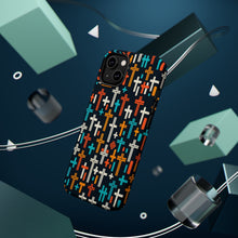 DistinctInk Tough Case for Apple iPhone, Compatible with MagSafe Charging - "Vibrant Minimalism: Bold and Thin Crosses"