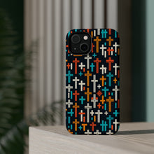 DistinctInk Tough Case for Apple iPhone, Compatible with MagSafe Charging - "Vibrant Minimalism: Bold and Thin Crosses"