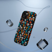 DistinctInk Tough Case for Apple iPhone, Compatible with MagSafe Charging - "Vibrant Minimalism: Bold and Thin Crosses"