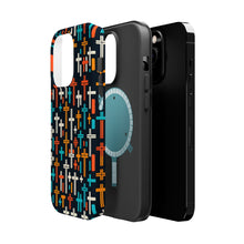DistinctInk Tough Case for Apple iPhone, Compatible with MagSafe Charging - "Vibrant Minimalism: Bold and Thin Crosses"