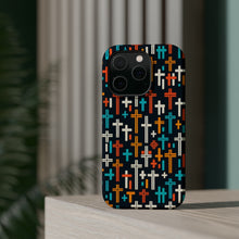 DistinctInk Tough Case for Apple iPhone, Compatible with MagSafe Charging - "Vibrant Minimalism: Bold and Thin Crosses"