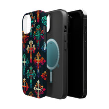 DistinctInk Tough Case for Apple iPhone, Compatible with MagSafe Charging - "Vibrant Christian Crosses: Bold Contrast Patterns"