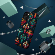DistinctInk Tough Case for Apple iPhone, Compatible with MagSafe Charging - "Vibrant Christian Crosses: Bold Contrast Patterns"