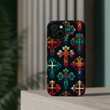 DistinctInk Tough Case for Apple iPhone, Compatible with MagSafe Charging - "Vibrant Christian Crosses: Bold Contrast Patterns"