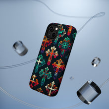 DistinctInk Tough Case for Apple iPhone, Compatible with MagSafe Charging - "Vibrant Christian Crosses: Bold Contrast Patterns"