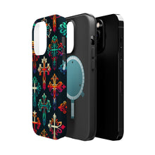 DistinctInk Tough Case for Apple iPhone, Compatible with MagSafe Charging - "Vibrant Christian Crosses: Bold Contrast Patterns"