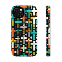 DistinctInk Tough Case for Apple iPhone, Compatible with MagSafe Charging - "Vibrant Christian Crosses in Bold Patterns"