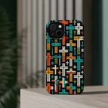 DistinctInk Tough Case for Apple iPhone, Compatible with MagSafe Charging - "Vibrant Christian Crosses in Bold Patterns"