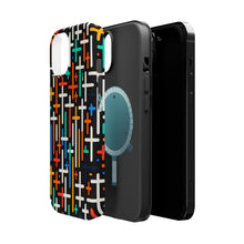 DistinctInk Tough Case for Apple iPhone, Compatible with MagSafe Charging - "Vibrant Crosses: Bold and Colorful Christian Pattern"