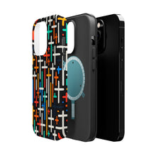 DistinctInk Tough Case for Apple iPhone, Compatible with MagSafe Charging - "Vibrant Crosses: Bold and Colorful Christian Pattern"