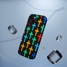DistinctInk Tough Case for Apple iPhone, Compatible with MagSafe Charging - "Vibrant Silhouettes: Bold Colored Christian Crosses"