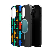 DistinctInk Tough Case for Apple iPhone, Compatible with MagSafe Charging - "Vibrant Silhouettes: Bold Colored Christian Crosses"