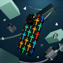 DistinctInk Tough Case for Apple iPhone, Compatible with MagSafe Charging - "Vibrant Silhouettes: Bold Colored Christian Crosses"