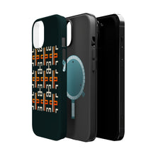 DistinctInk Tough Case for Apple iPhone, Compatible with MagSafe Charging - Title: "Vibrant Bold Crosses on Black"

Image: [Attached image file]