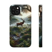 DistinctInk Tough Case for Apple iPhone, Compatible with MagSafe Charging - "Majestic Mythical Deer: Enchanting Forest of Whimsical Wildlife"
