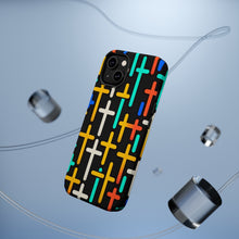 DistinctInk Tough Case for Apple iPhone, Compatible with MagSafe Charging - "Vibrant Crosses: A Bold Repeating Pattern"