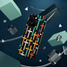 DistinctInk Tough Case for Apple iPhone, Compatible with MagSafe Charging - "Vibrant Crosses: A Bold Repeating Pattern"