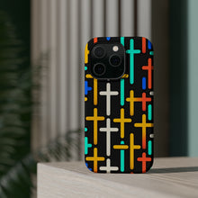 DistinctInk Tough Case for Apple iPhone, Compatible with MagSafe Charging - "Vibrant Crosses: A Bold Repeating Pattern"