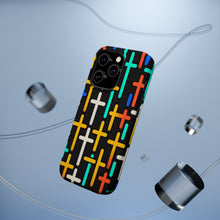 DistinctInk Tough Case for Apple iPhone, Compatible with MagSafe Charging - "Vibrant Crosses: A Bold Repeating Pattern"