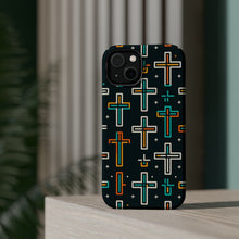 DistinctInk Tough Case for Apple iPhone, Compatible with MagSafe Charging - "Bright and Minimal Christian Cross Pattern"