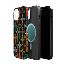 DistinctInk Tough Case for Apple iPhone, Compatible with MagSafe Charging - "Vibrant Minimalism: Christian Cross Repeating Pattern"