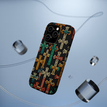 DistinctInk Tough Case for Apple iPhone, Compatible with MagSafe Charging - "Vibrant Minimalism: Christian Cross Repeating Pattern"