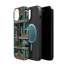 DistinctInk Tough Case for Apple iPhone, Compatible with MagSafe Charging - "The Crosses of Contrasting Colors: A Minimalistic Repeating Pattern"