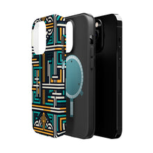 DistinctInk Tough Case for Apple iPhone, Compatible with MagSafe Charging - "The Crosses of Contrasting Colors: A Minimalistic Repeating Pattern"