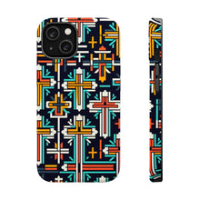 DistinctInk Tough Case for Apple iPhone, Compatible with MagSafe Charging - "Vibrant Christian Crosses: Minimalist Repeating Pattern"